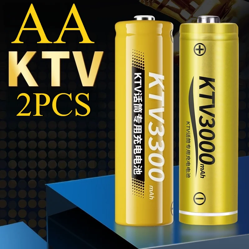 

2PCS 4800mAh AA Rechargeable Batteries 1.2V Ni-MH High Capacity Battery for KTV Wireless Microphone/Karaoke Mic - Long Lasting