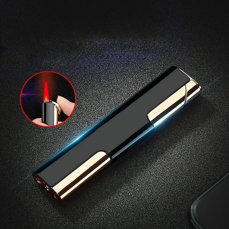 Fashionable Red Flame Butane Windproof Metal Lighter Portable Cigarette Cigar Accessories Men's Gifts Outdoor Camping Tools