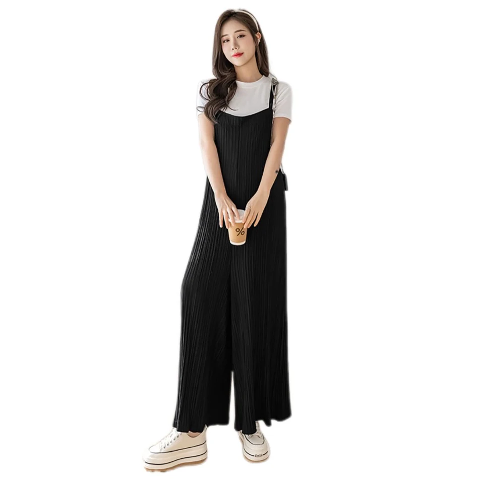 

Summer Thin Pregnant Women's Strap Pants Loose Large Size Nine Points Wide Leg Pants Chiffon Pregnant Women's Pants