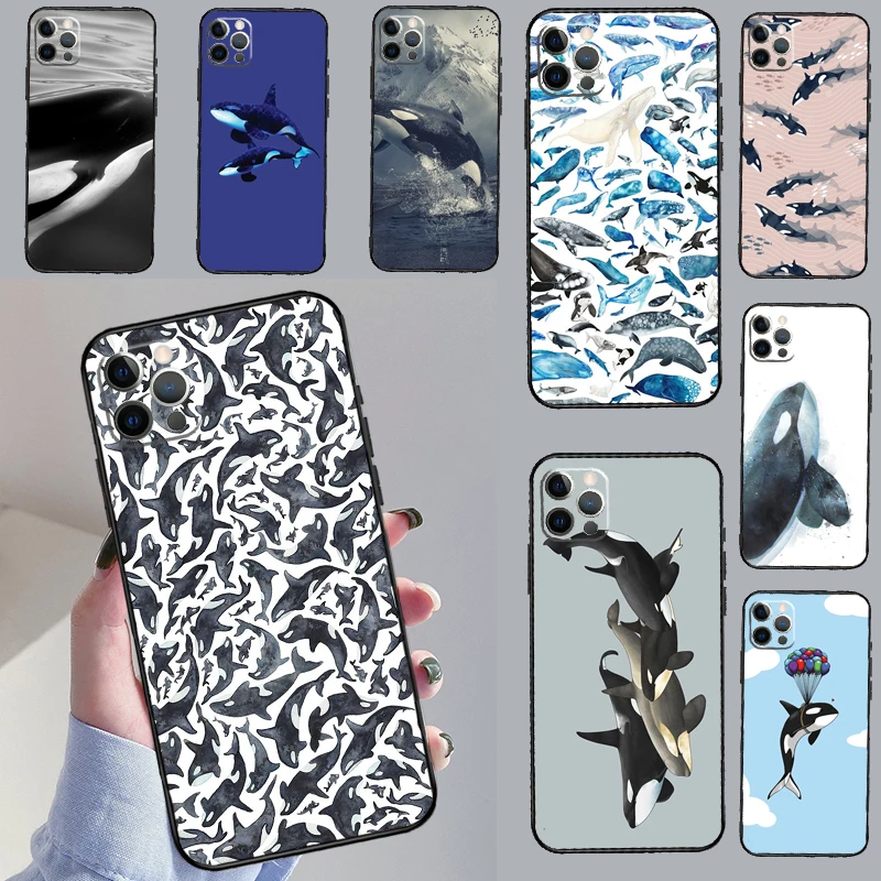 Orcas Killer Whales Phone Case For iPhone 16 11 12 13 14 15 Pro 12 13 Mini X XR XS Max Plus Cover Coque