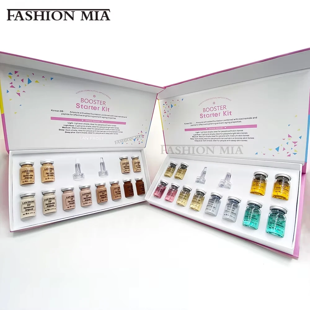 Kit de inicio de ampolla de suero BB Cream de 8 ml con base de maquillaje con niacinamida/péptidos para un efecto iluminador y antienvejecimiento.
