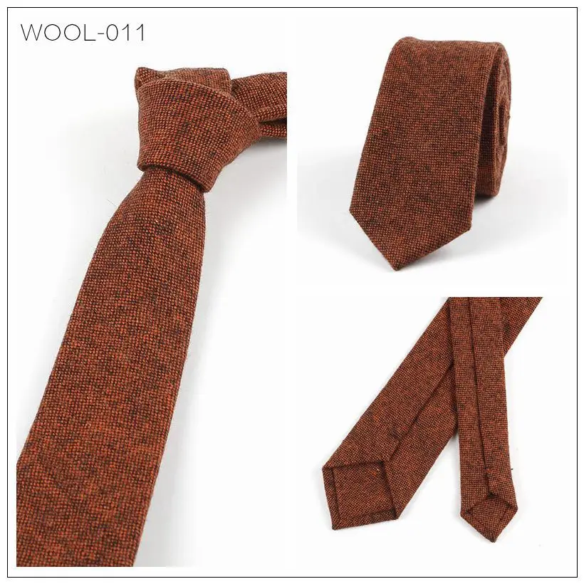 New Solid Wool Ties For Men High Quality Brand Narrow Slim Suits Neckties Blue 6cm Mens Vintage Neck Tie for Wedding Cravats