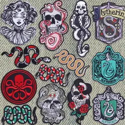 Medusa Embroidered Patches for Clothing Thermoadhesive Patches Snake Skull Badges Women Sewing Applique for Punk Clothes T-shirt