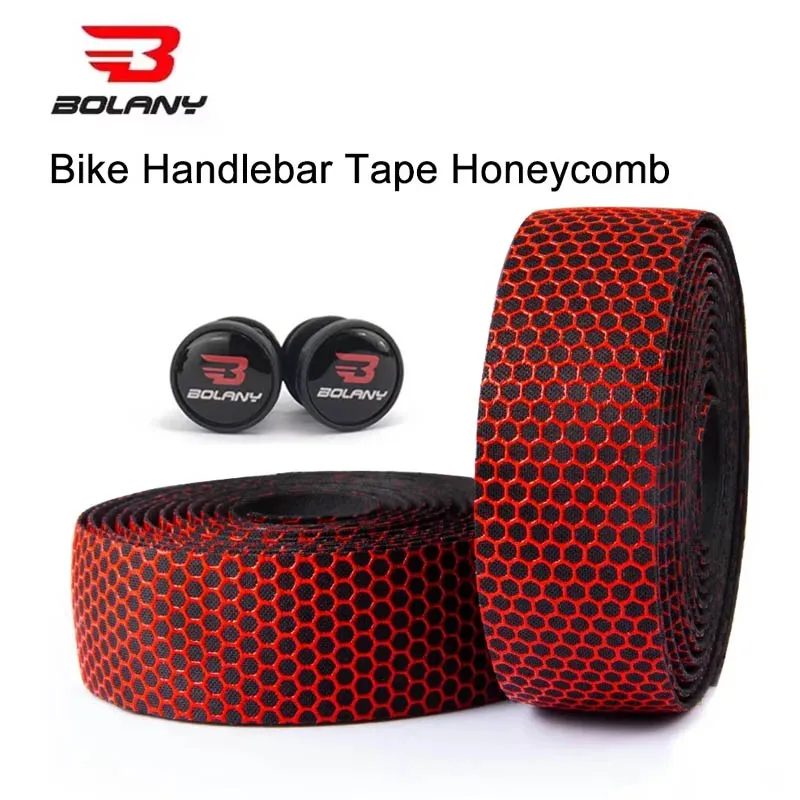 Bolany 1 pair Road Bicycle Silicone Handlebar Tape  Honeycomb Design Anti-Slip EVA Shock Absorption Bike Handlebar Accessories