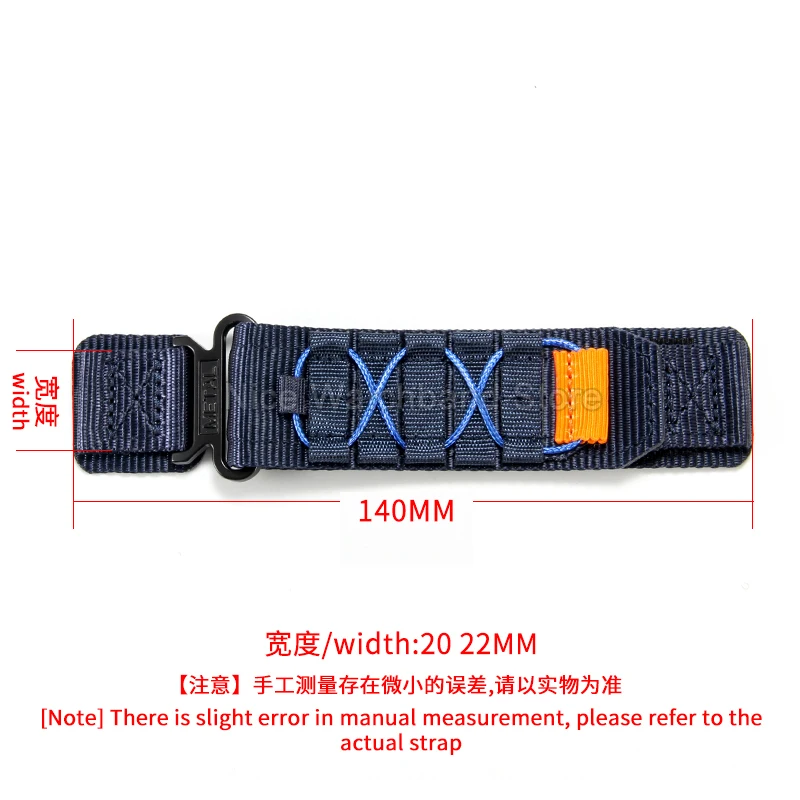 Waterproof Sweatproof Wear-Resistant Sports Style Nylon Watchband 22 20mm for Applewatch Velcro Rope Hook Watch Accessories