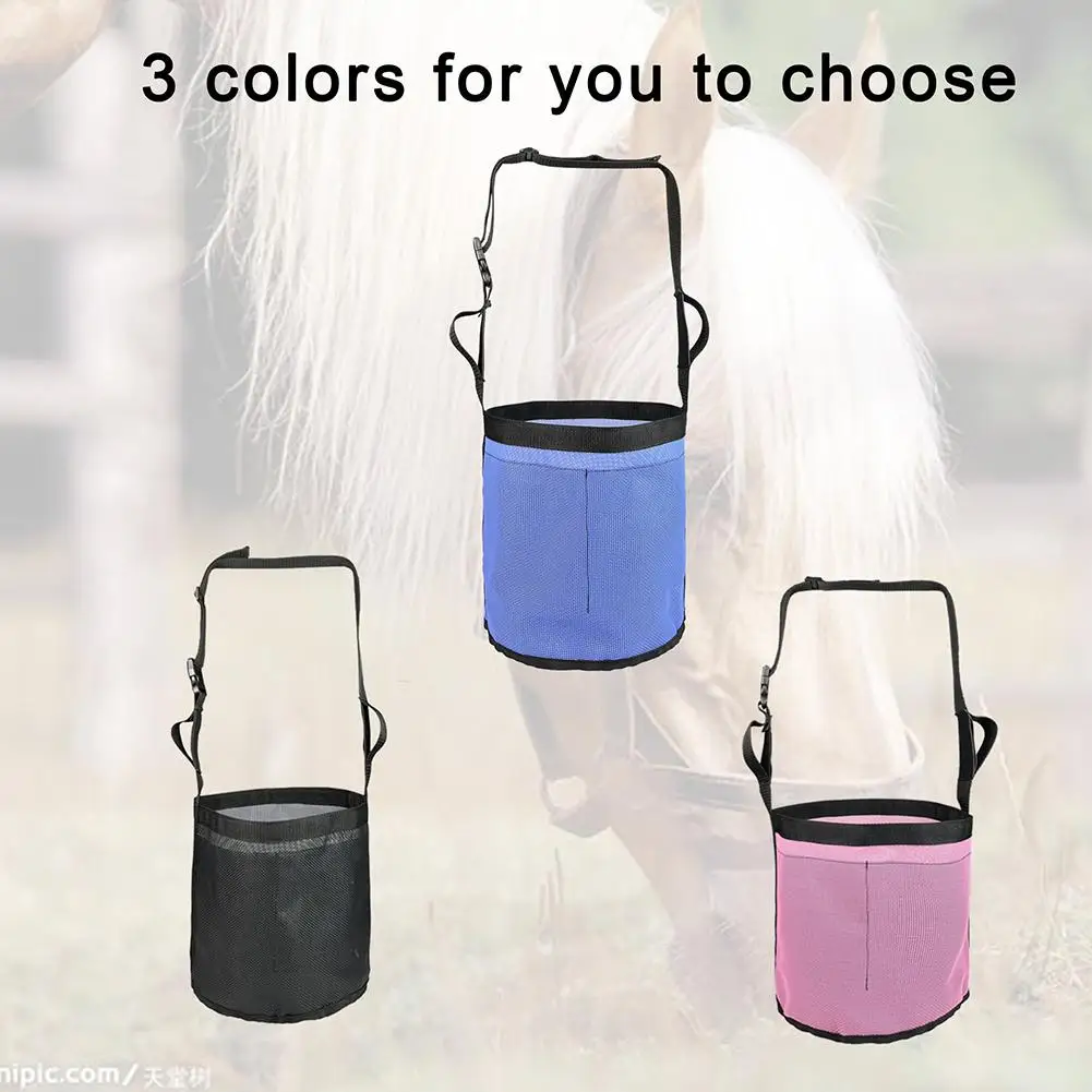 Horse Feed Bag Comfort Breathable Mesh Feed Bucket Heavy Duty Feed Rite Bag With Adjustable Strap Feed Bag 9.44 X 9.64in