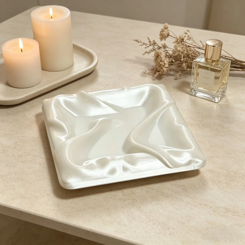 Square Satin Wrinkle Jewelry Display Pad Silky Fold Texture Trinket Mat for Bracelets Rings Photo Shooting Prop Vanity Decor