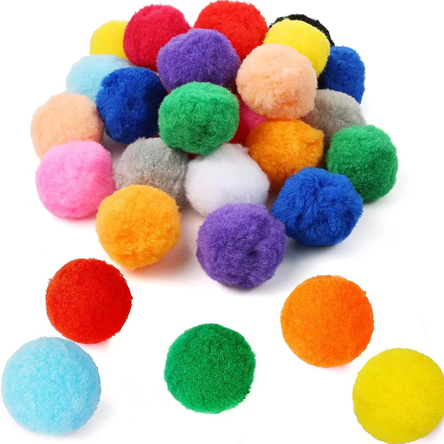 150Pcs Chew Durable & Interactive 3cm Random Colorful Plush Cat Teaser Toy Balls – Bulk Pet Training Supplies  ZSY