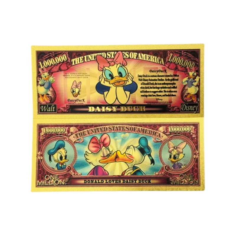 الأكثر مبيعًا من Disney Anime 6 أنواع من الأوراق النقدية ميكي مطلية بالذهب عيار 24 قيراط للتجميع