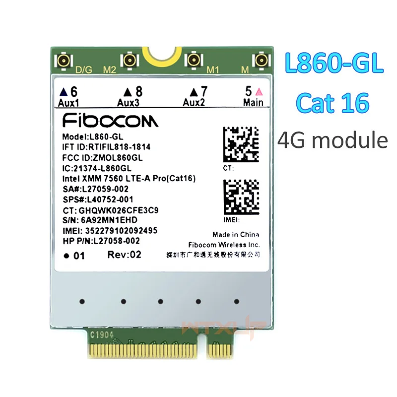 Cat16 Fibocom L860-GL 4G, модуль, беспроводная карта, FDD-LTE для ноутбука HP Elitebook 830 1040 G5