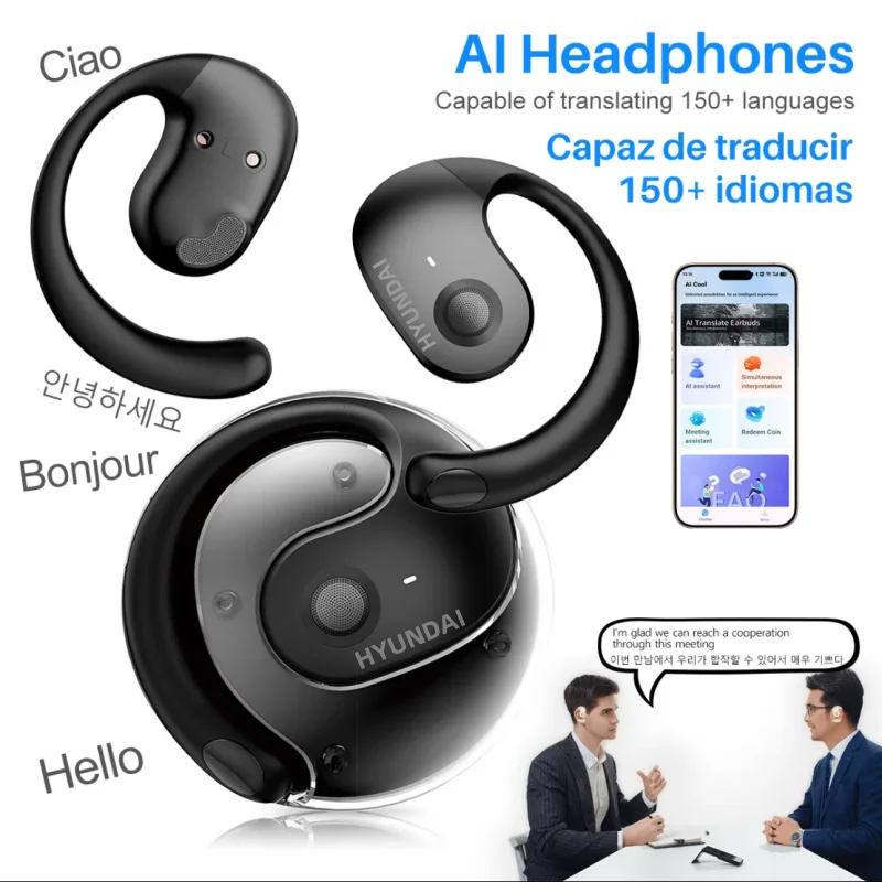 HYUNDAI HY-T26 Al Translation Headphone Support 100+ languages APP Provide Online Instant Voice Translation Earphones for Travel