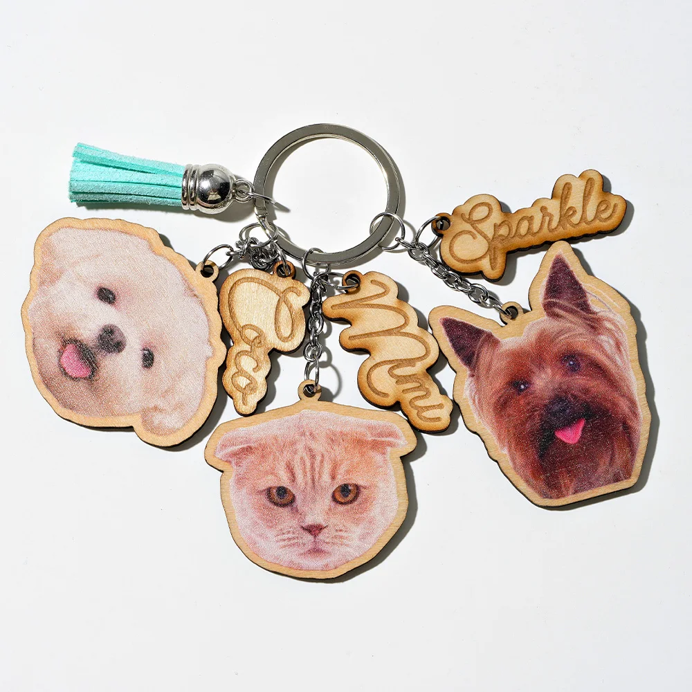 Custom Pet Keychain, Pet Portrait Keychain, Personalized Pet Photo Keychain, Cat Memorial Gift, Holiday Gift for Pet Lovers