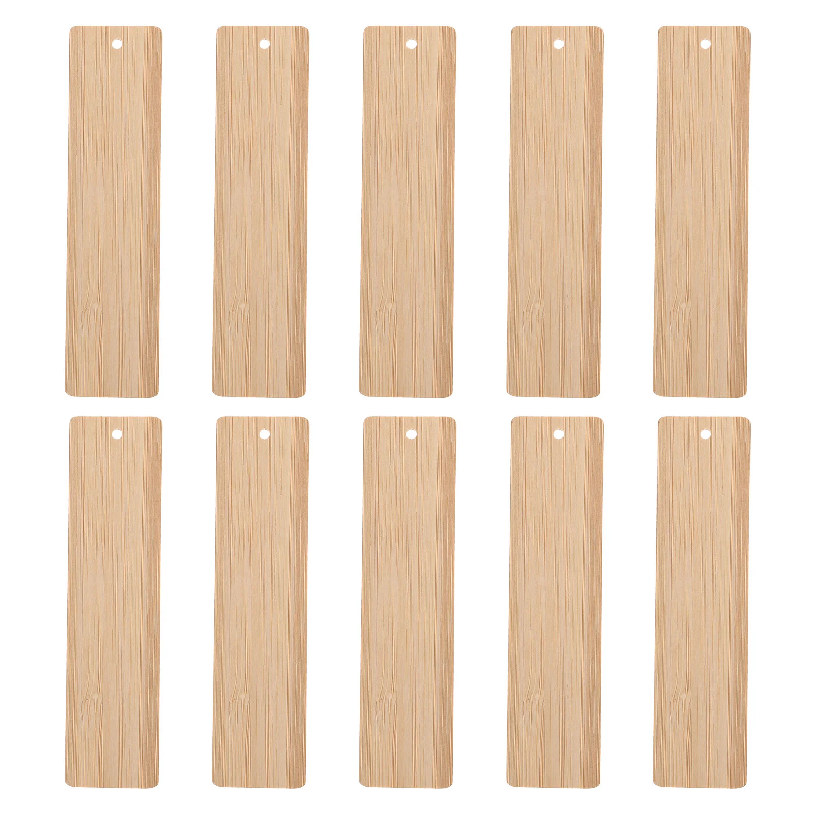 

10 Pcs DIY Bamboo Wood Bookmark Blank with Holes Label Ornaments Craft Tag Decor