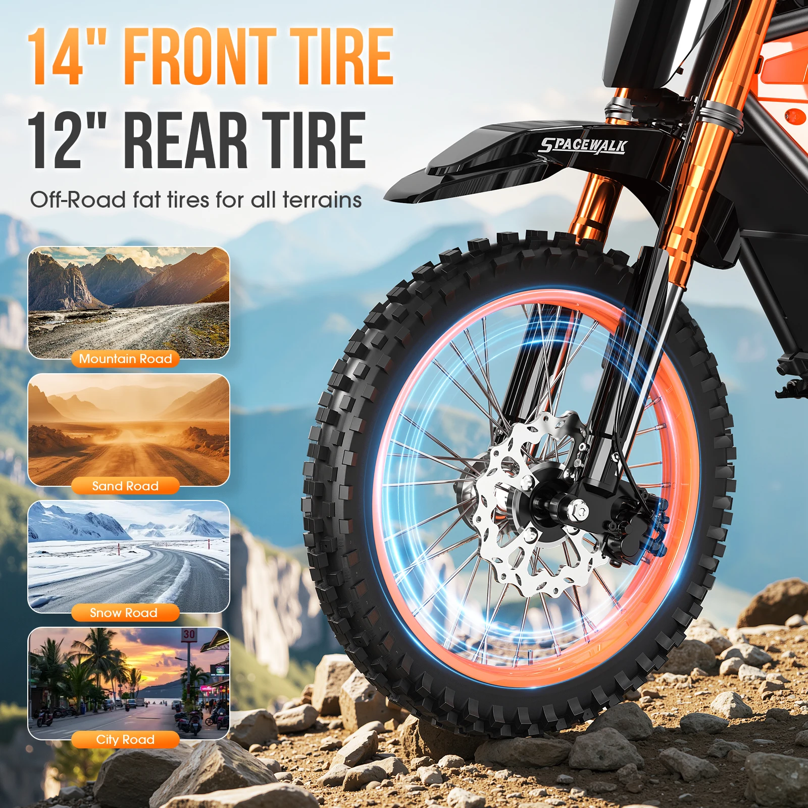 دراجة ترابية كهربائية 48 فولت للبالغين/المراهقين، دراجة نارية كهربائية بقوة 3000 وات للبالغين، سرعة علوية 37.5 ميلاً في الساعة وطول 60 ميلًا #6