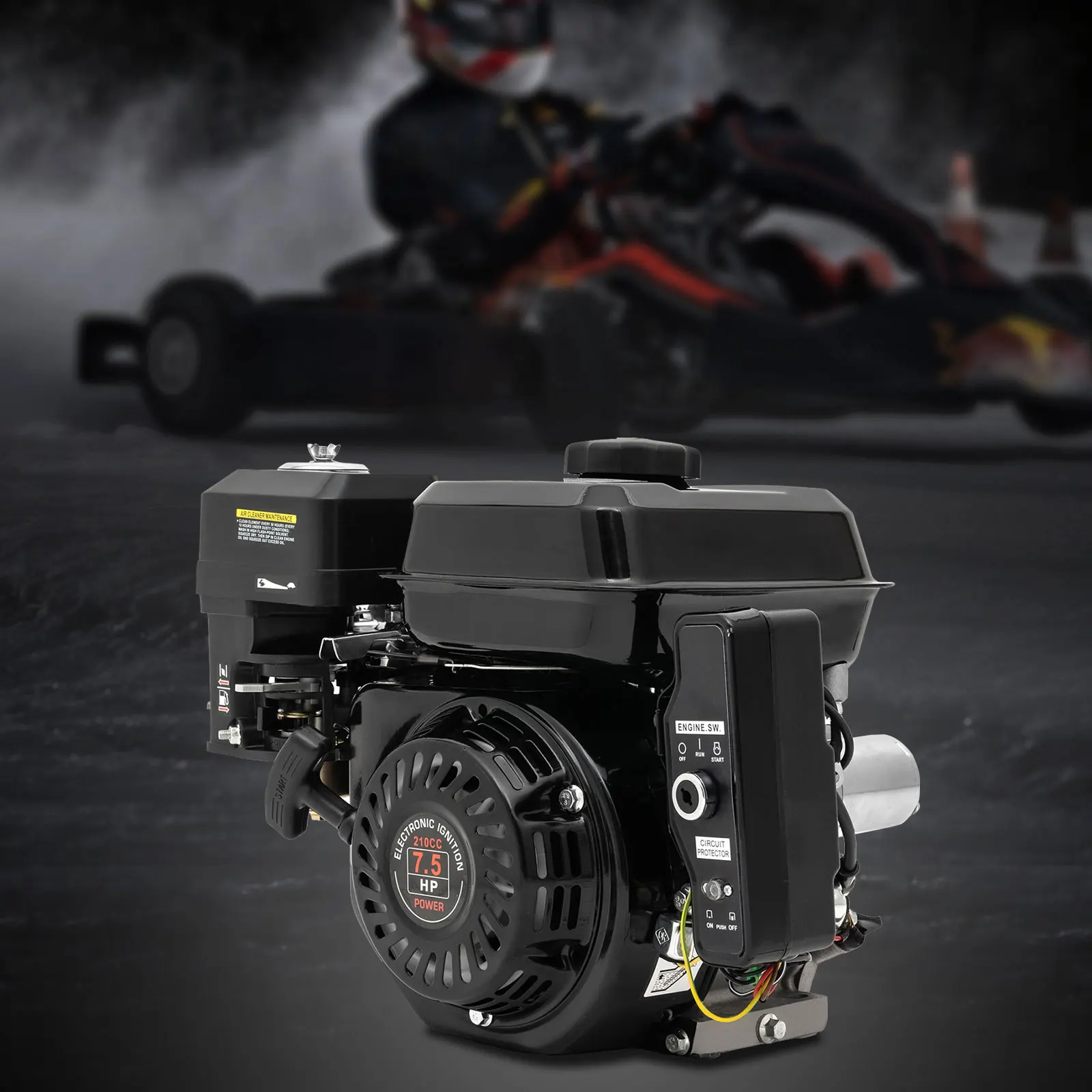 محرك 212cc 4-السكتة الدماغية 7.5 HP محرك كهربائي أفقي محرك غاز Go Kart لعربات الذهاب والضواغط والخنادق والمولدات #3