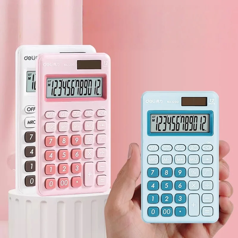 

12-значный калькулятор, студенческий электронный калькулятор, мини-портативный небольшой размер, офисные и коммерческие настольные аксессуары, легкий вес