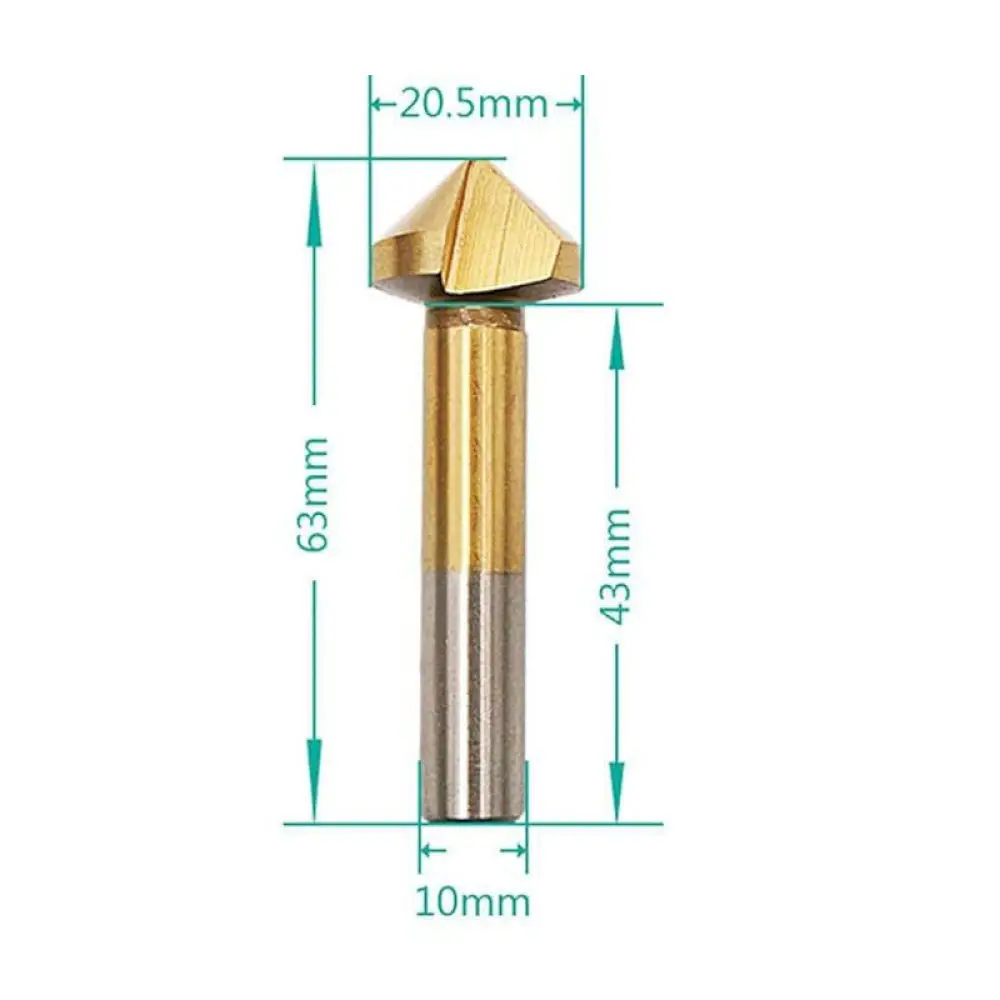 Premium HSS Titanium Coated Chamfer Drill Set Triple Flute Countersink Cutters For Metal Woodworking Tool Supplies