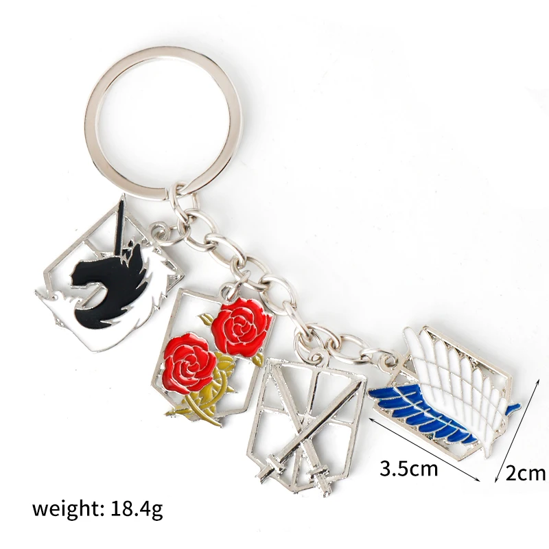 Anime Attack On Titan Keychain Shingeki no Kyojin Scouting Legion Emblem Pendant Key Chain for Women Men Cosplay Jewelry Gift