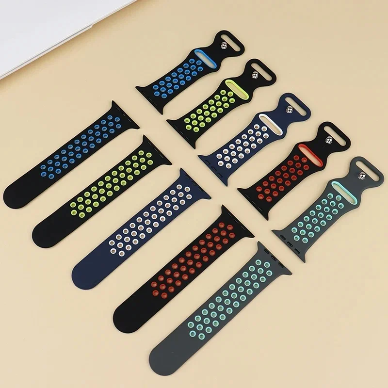 Sport Strap For Apple Watch Bands 44mm 45mm Ultra 2 49mm 40mm 41mm 42mm 45 44mm Silicone Bracelet IWatch Series 9 8 SE 7 3 Band