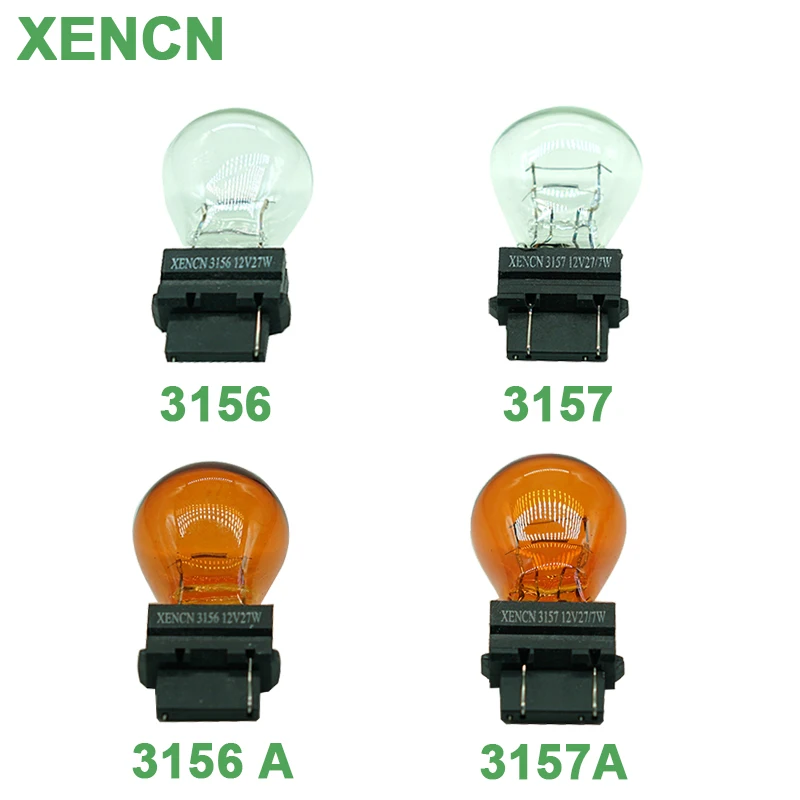 XENCN 10 Pcs T25 3156 3157 12V 21W 21/5W Clear Car External Turn Signal Bulb Brake Light Halogen Lamp Amber White Taillight