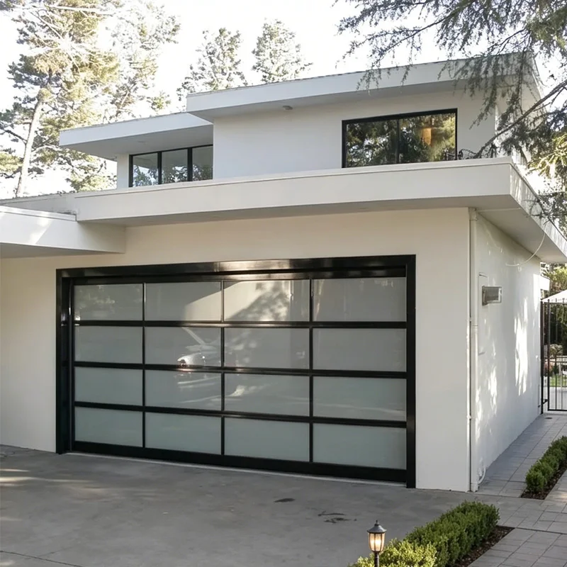 Custom Garage Door Aluminum Glass See Through Overhead Sectional Garage DoorFrameless Garage Doors 16 X 8