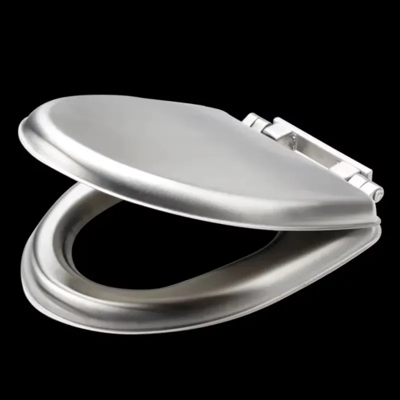 Vandal-proof stainless steel toilet lid for public facilities with silent closing technology