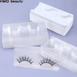10/40pcs Plastic Eyelashes Trays White Transparent 25mm Mink Lashes Holder Empty Rectangle Trays for Eyelash Package Makeup Tool