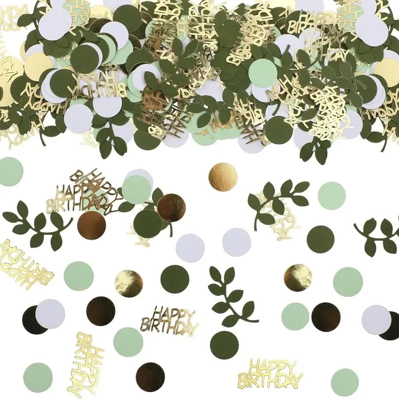 Sage Green Gold Happy Birthday Confetti Birthday Table Decorations Scatter Confetti 30th 60th Birthday Cake Foil Confetti Decor