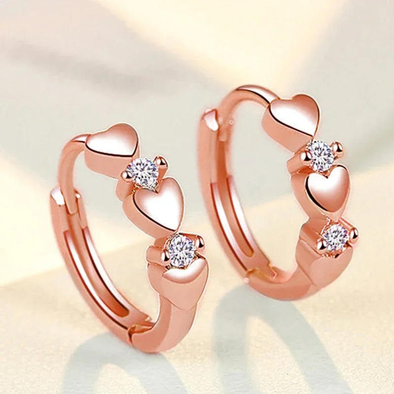 2024 Dainty Heart Hoop Earrings for Women Little Circle Low-key Exquisite Female Ear Piercing Accessories Gift Teens Jewelry