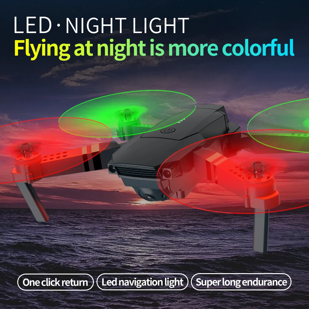 EBOYU E58L RC Drone w/ LED Propellers 4K HD Camera Altitude Hold One Key Return/Landing /Off Headless RC Quadcopter Drone Toy