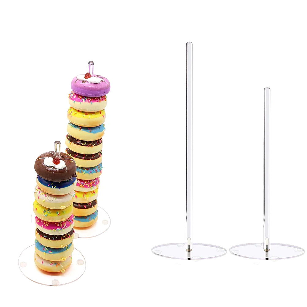 

5PCS Round Base Acrylic Donuts Display Stand Decorative Doughnut Bagels Holder for Birthday Wedding Banquet