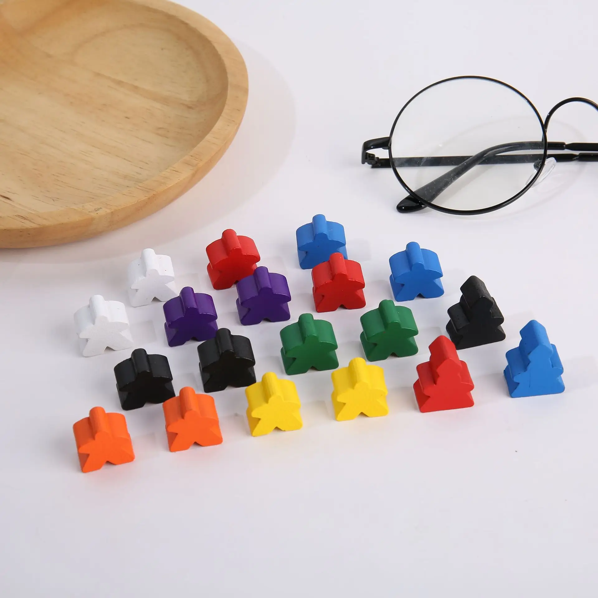 14PCS Wooden Humanoid Pawn Chess Pieces Standard Size 16mm For Board Game Accessories 14 Colors