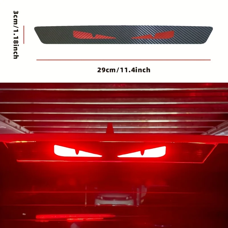 1PC Demon Eyes Brake Light Sticker Self-Adhesive Carbon Fiber Vinyl Rear Tail Light Modification Sticker Fit Multiple Car Models