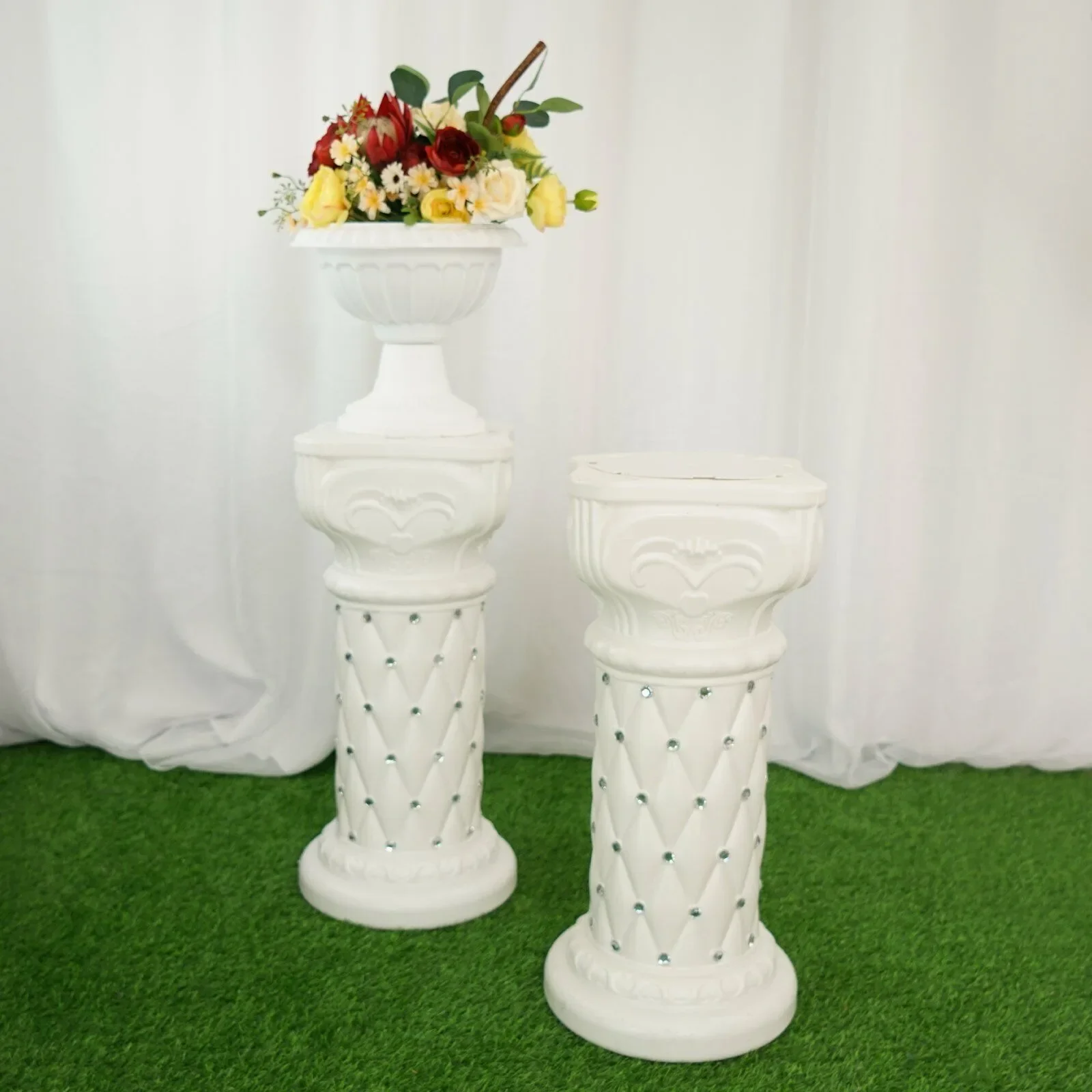 

US 2 White 25" French Columns PLANT PEDESTAL STANDS Crystal Beads Party Supplies United States