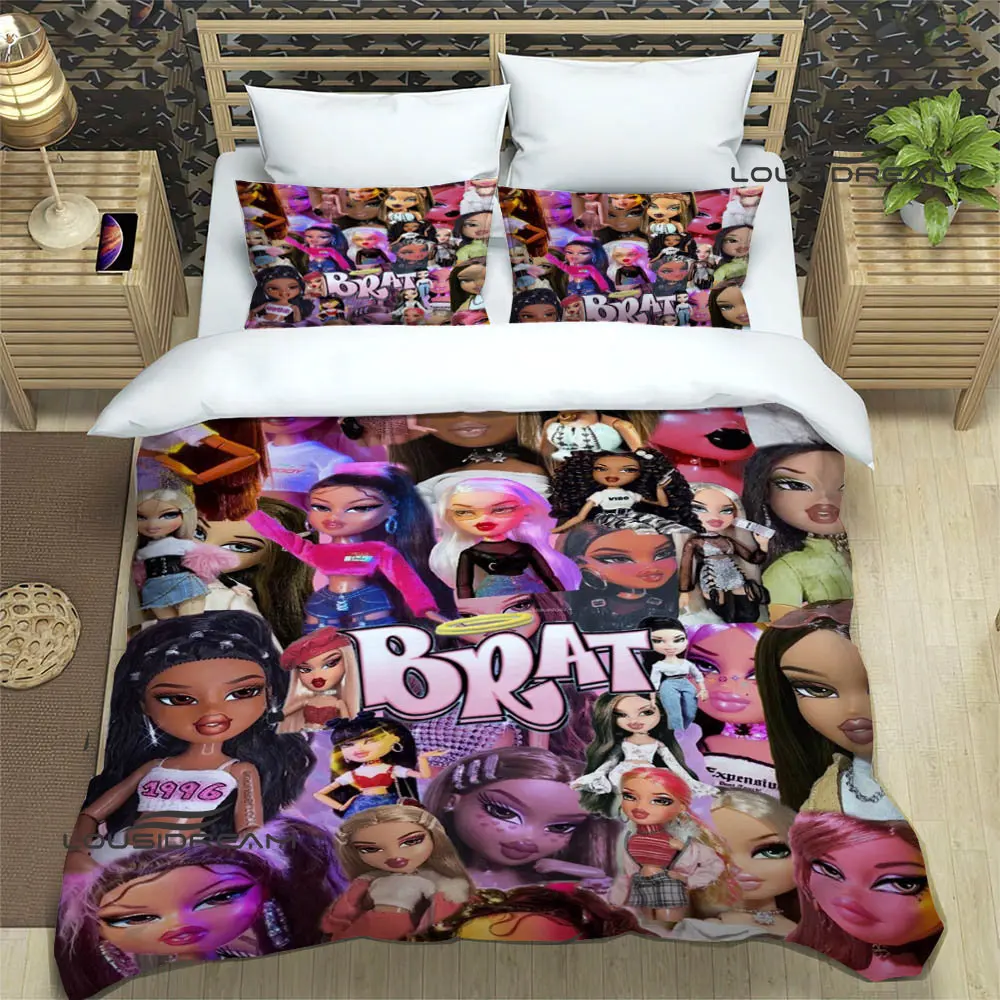 Set di biancheria da letto stampati in cartone animato Bratz set di forniture per il letto squisito set copripiumino set di biancheria da letto