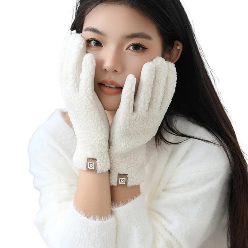 Fashionable Women Gloves Faux Shearling Insulated Winter Gloves Cold Weather Outdoor Activity Driving