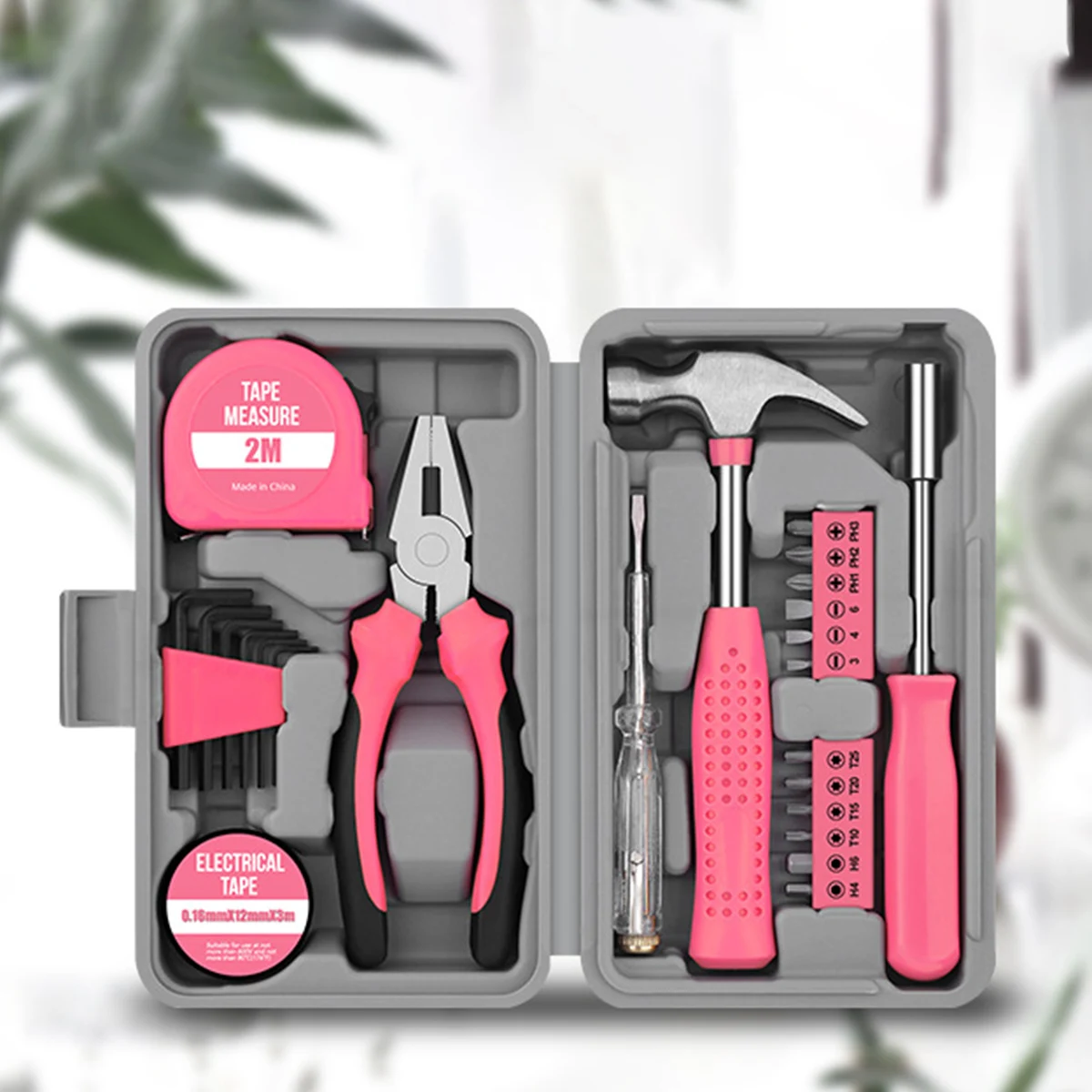 new-hi-spec-24-piece-compact-home-office-pink-diy-hand-tool-kit-set-for-household-improvement-repairs-wire-cutter