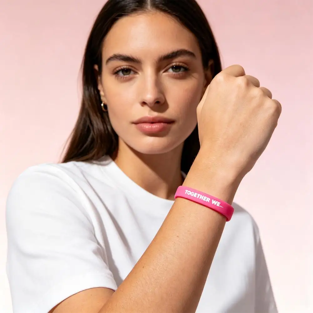 6 Pcs Breast Cancer Awareness Bracelets for Women,Silicone Wristbands, Hope Faith Strength Courage Inspiring Jewelry Accessories