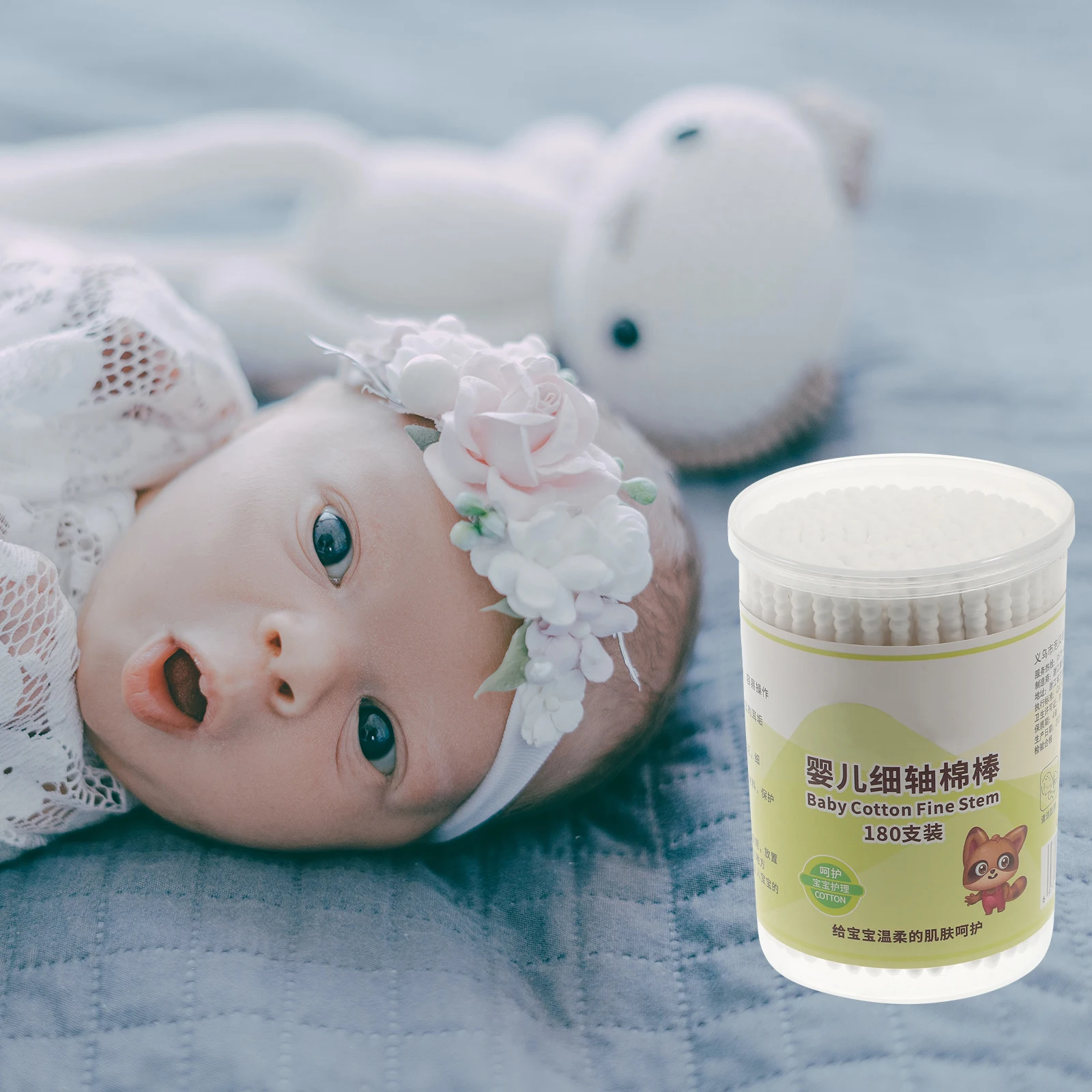 360 قطعة مسحات القطن الطفل سلامة مزدوجة رئيس نصائح لينة لحديثي الولادة الأذن الأنف العين تنظيف الرعاية مسحات الطفل #1