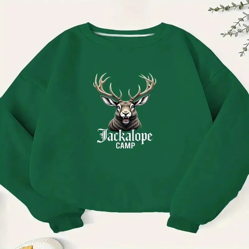 

Autumn Winter Jackalope Camp Mythical Creature Women Plus Size Sweatshirt Y2k Clothes Warm Streetwear Soft Fashionable