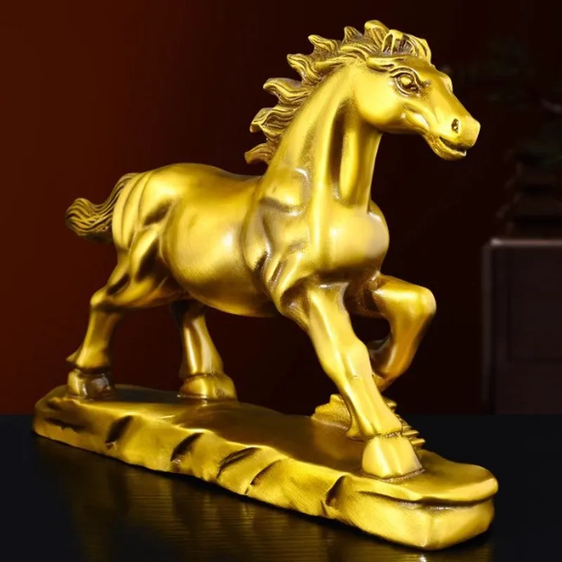 Brass Figurine - A Leading Ornament Desktop, a Gift for Store Opening, Mascot Decoration, Zodiac Horse