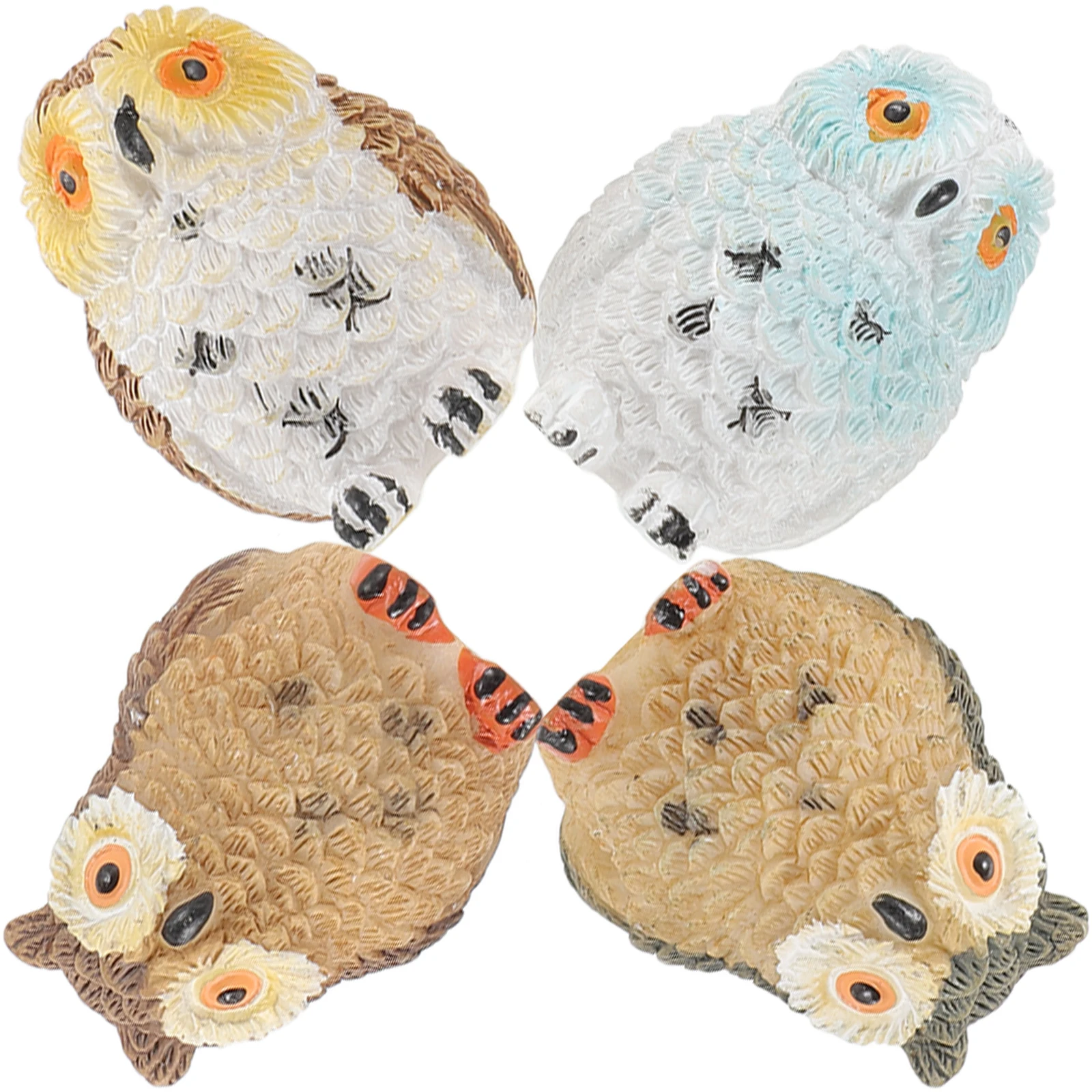 

4pcs Resin Owl Ornament Micro Landscape Decor For Garden Home Desktop Vivid Animal Craft Lifelike Miniature Adornment