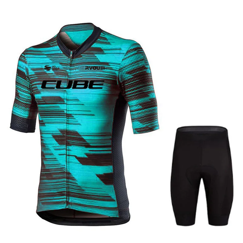 Rvouei Cube Team Wielertrui Sets Korte Mouw Zomer Fietskleding Ademend MTB Fiets Bib Pak Maillot Ropa Ciclismo