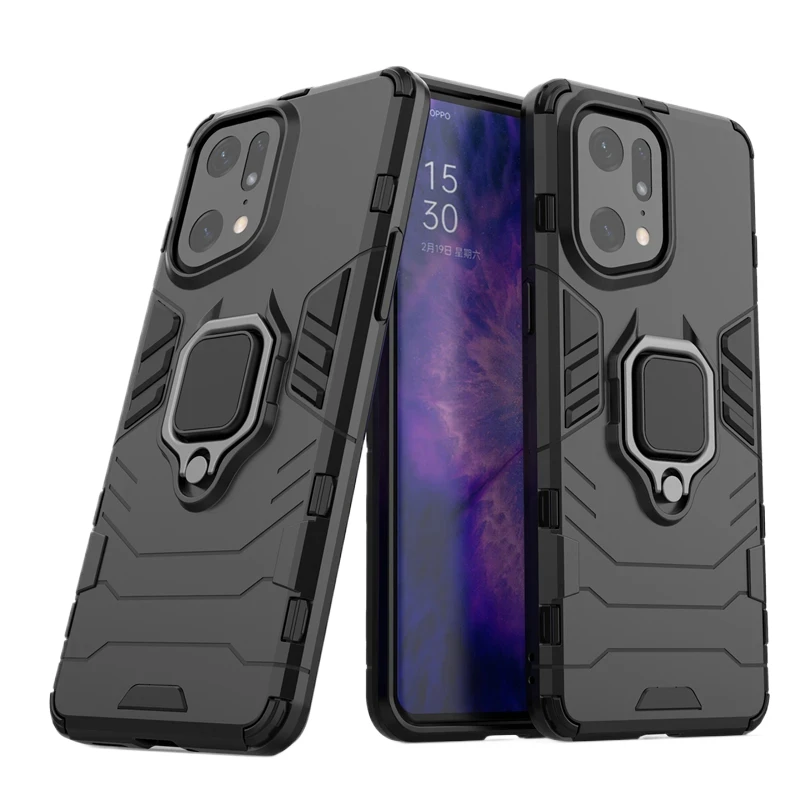 For OPPO Find X5 Pro 5g Back Cover Phone Case Shockproof Armor Anti-Fall Metal Ring Holder Magnetic Protect Funda Coque Cases