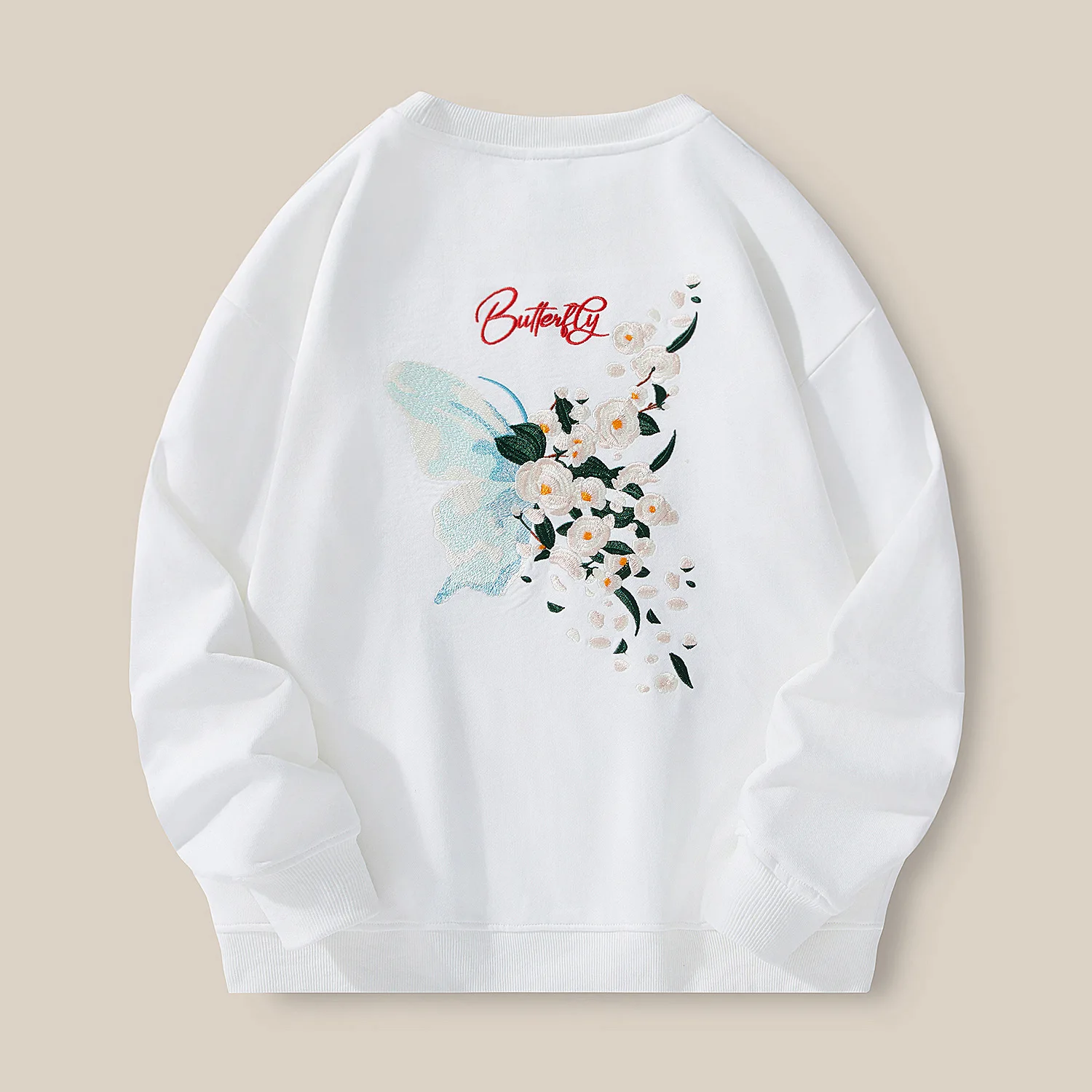 

New Trendy Brand Mens Crew Neck Sweatshirt Oversized Plus Size Stylish Embroidered Pure Cotton Versatile Long-Sleeve Top