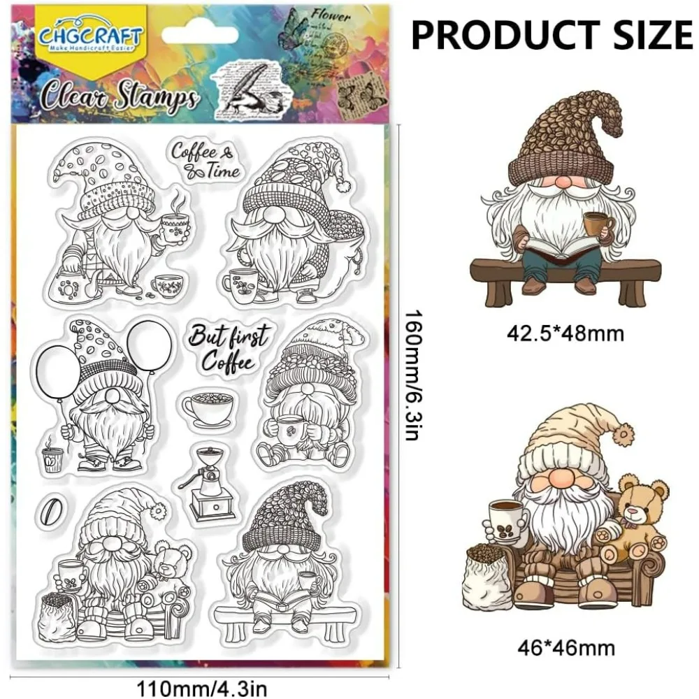 Gnome Coffee Clear Stamps Balloon Transparent Handicraft Stamps for DIY Scrapbooking Photo Album Decorative Cards Making