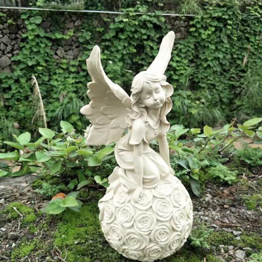 Charming Garden Fairy Figurine Shelf Lawn Statues Yard Sculpture Decor