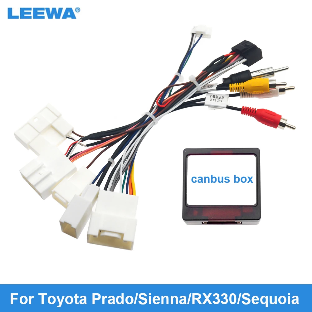 

LEEWA Car 16pin Power Cord Wiring Harness Adapter For Toyota Prado/Sienna/RX330/Sequoia/Tundra/RX300 Installation Head Uni