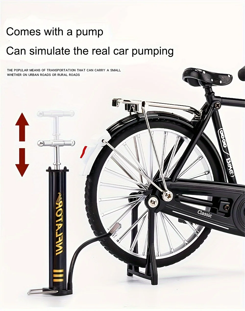 Vintage-Fahrradmodellbausatz – mit Pumpe und Gepäck, ideales Geschenk für Sammler und Home-Office-Dekoration – Detail 8