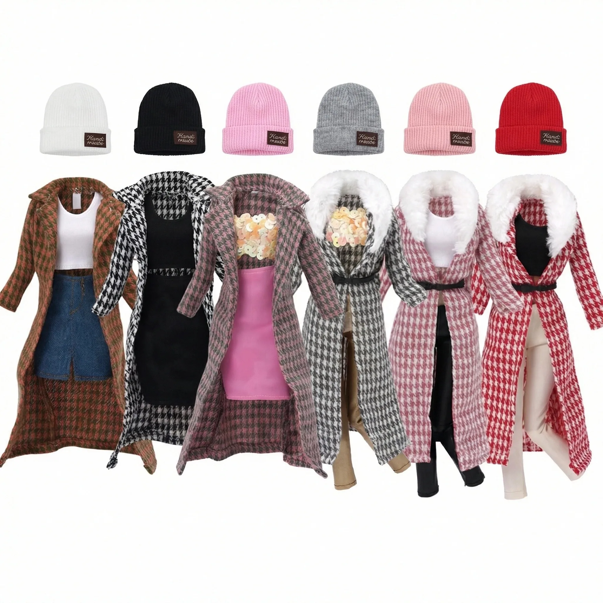 Puppe Kleidung Herbst/Winter Pelz Set Mantel Kleider Schuhe Tasche Hut Für 30CM Puppe & 1/6 BJD Puppe Zubehör, Festival Geschenk Mädchen Geburtstag